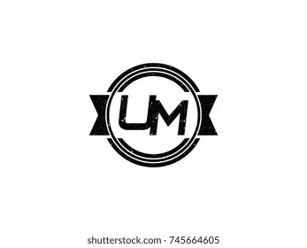 Badge initial letter UM logo vintage black