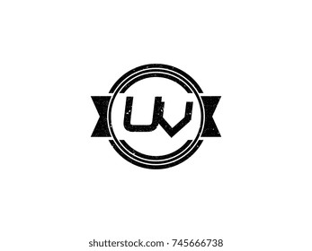 Badge initial letter UV logo vintage black