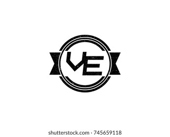 Badge initial letter VE logo vintage black