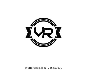 Badge initial letter VR logo vintage black