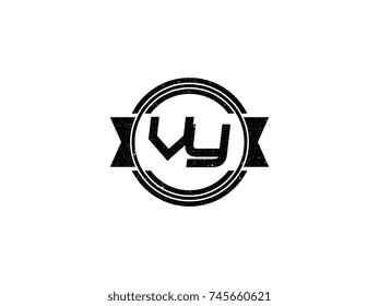 Badge initial letter VY logo vintage black