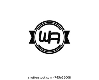 Badge initial letter WA logo vintage black