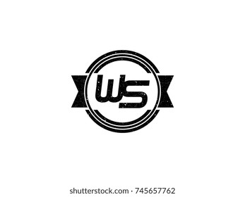 Badge initial letter WS logo vintage black