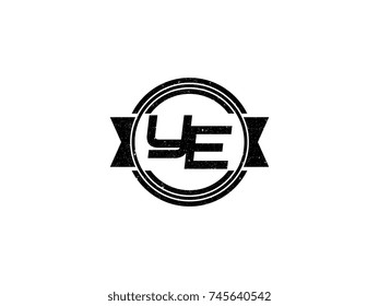 Badge initial letter YE logo vintage black