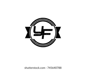 Badge initial letter YF logo vintage black