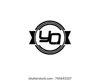 Badge initial letter YQ logo vintage black
