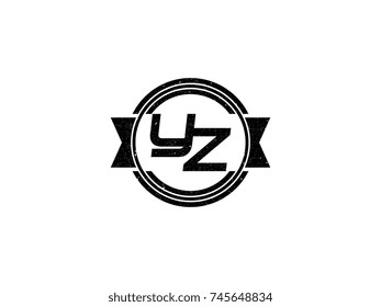 Badge initial letter YZ logo vintage black