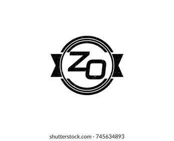Badge initial letter ZO logo vintage black