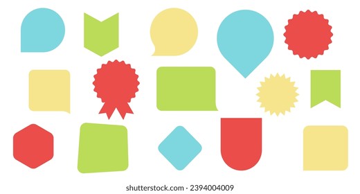 Juego de iconos de etiqueta de distintivo de colores diferentes