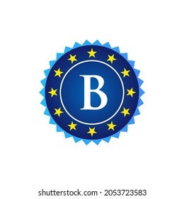 Badge And Label Logo Design On Letter B. B Letter Vintage Badge Retro Vector Logo Template Badges, Labels, Emblems, Marks And Design