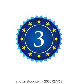 Badge And Label Logo Design On Letter 3. 3 Letter Vintage Badge Retro Vector Logo Template Badges, Labels, Emblems, Marks And Design