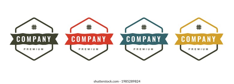 etiqueta de insignia, logotipo, vector de sello. para productos de nueva empresa. banner de espacio de texto editable.