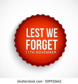 Badge or label of remembrance day of Canada with poppy flowers background.