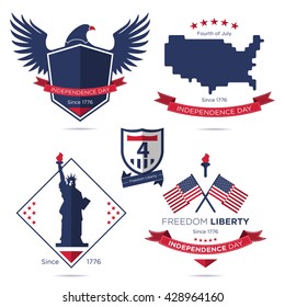 Badge and label set, American independence day, Fourth of July, July 4th. vector illustration