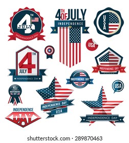 Badge and label set, independence day, vector illustration