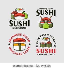 Badge label sushi design logo collection for label product, shop logo, stamp, banner, and more