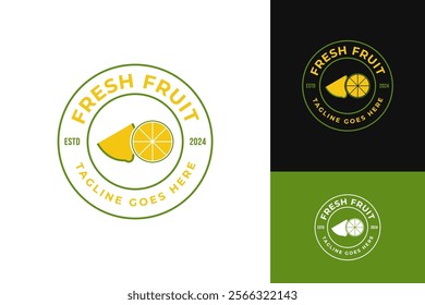 Badge lemon logo design for fresh juice vector illustration