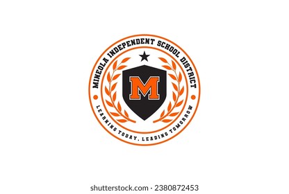 Badge letter M for University, College , Graduate, Campus logo design inspiration	
