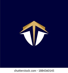 Badge Letter T Arrow Logo Design