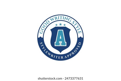 Badge letter A for University College Graduate Campus logo design inspiration