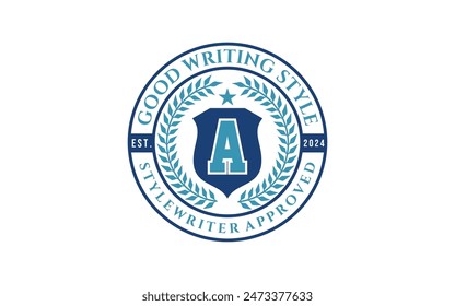 Badge letter A for University College Graduate Campus logo design inspiration
