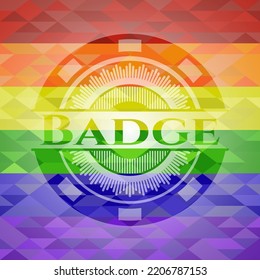 Badge lgbt colors emblem. Vector Illustration. Mosaic. 