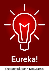 badge with light bulb. background white and red. Vector Illustration logo print.
