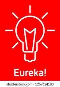 badge with light bulb. red background. Vector Illustration