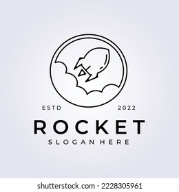 badge line rocket launch logo vector illustration design