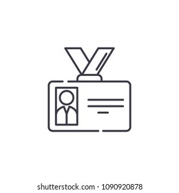 Badge linear icon concept. Badge line vector sign, symbol, illustration.