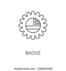 Badge linear icon. Badge concept stroke symbol design. Thin graphic elements vector illustration, outline pattern on a white background, eps 10.