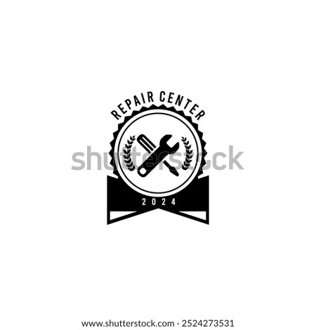 Badge logo for the building services industry, contractors, symbol for screwdrivers and wrenches