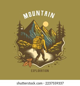 badge Logo Collection of vintage mountain  explorer, hiking, trekking adventure camping emblem graphics