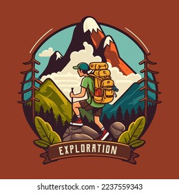 badge Logo Collection of vintage mountain  explorer, hiking, trekking adventure camping emblem graphics