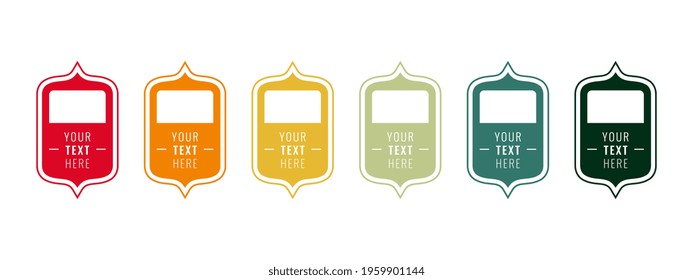 Badge logo design template. Vector blank medieval frames collection. set of shields with castle turrets on tops. vintage ancient insignia templates. 