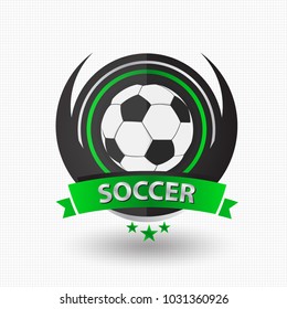 Badge Logo football, soccer labels, emblems and design elements color green Vector illustration