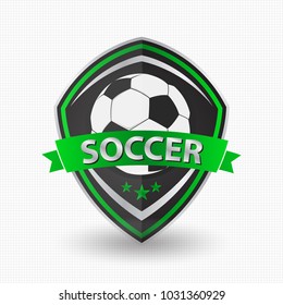 Badge Logo football, soccer labels, emblems and design elements color green Vector illustration