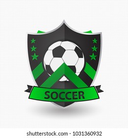 Badge Logo football, soccer labels, emblems and design elements color green Vector illustration