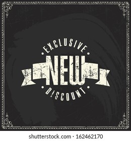 badge logo grunge shape retro label star pencil sale price discount ribbon label on chalk blackboard background pattern badge logo grunge shape retro label star pencil line classic nails hand texture