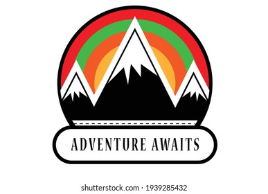 Badge logo mountain climber vector art