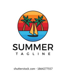 Badge Logo Mountain And Summer
