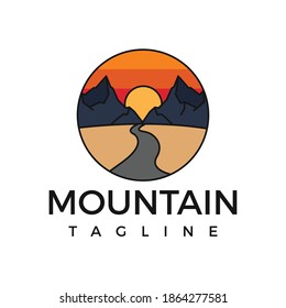 Badge Logo Mountain And Summer