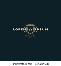 Badge Logo Template Simple Retro with Line Style