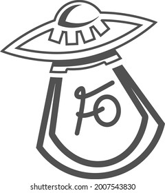 Badge logo ufo or alien in space