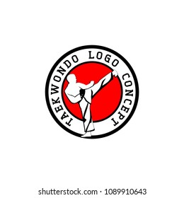 Badge Martial Art Karate Taekwondo Logo Design Template. Vector Illustration
