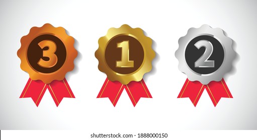 Badge Medal 123 3d Concept Bronze Stock Vector (Royalty Free) 1888000150