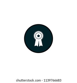 Badge, medal with ribbon and star vector icon