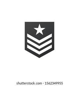 Badge military icon, army chevron with star. Stock Vector illustration isolated on white background.