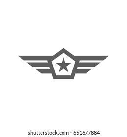 Icono militar en estilo moderno plano aislado en fondo blanco. Símbolo del diseño del sitio web, logotipo, aplicación, UI. Ilustración del vector, EPS