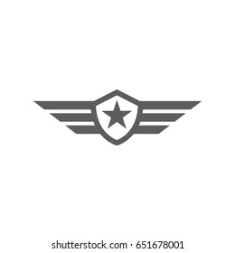 Badge military icon in trendy flat style isolated on white background. Symbol for your web site design, logo, app, UI. Vector illustration, EPS